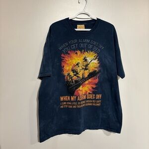 Vintage The Mountain Fire Fighter fireman Teeshirt Dyed Printed in USA T-Shirt